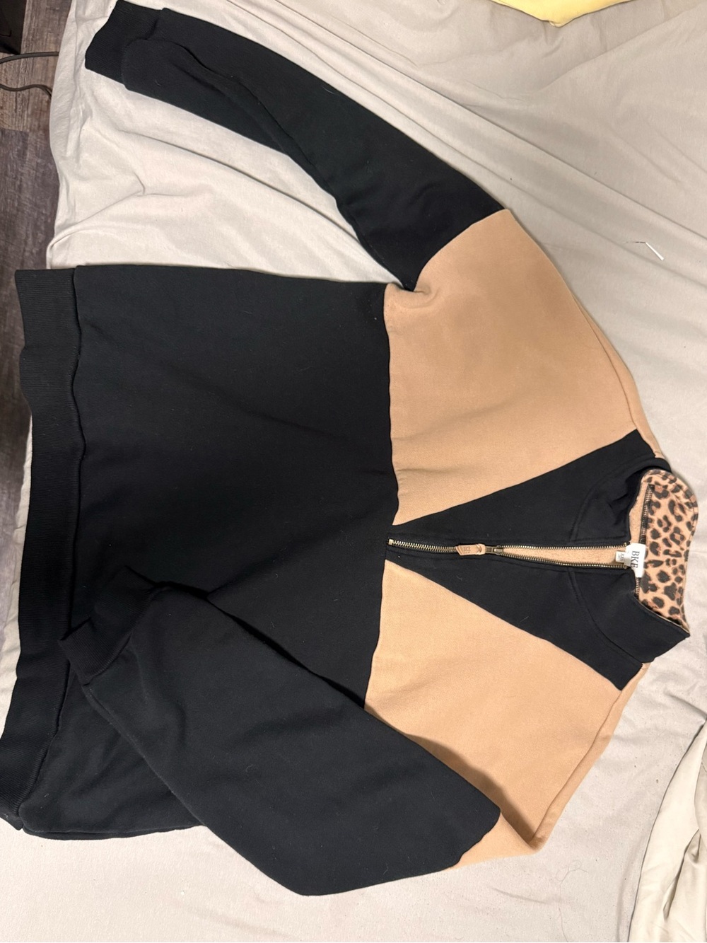 BKE Women's Leopard Print Coat with Camel Interior